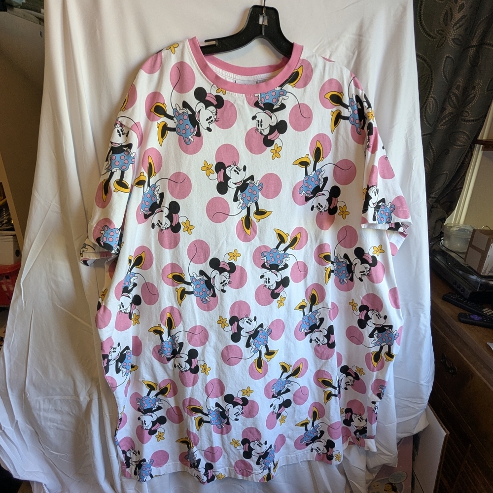 Disney Pink White Minnie Mouse Midi Dress/Tunic
